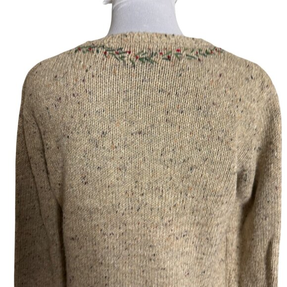 Northern Isles Wool Christmas Sweater Size S Petite VTG Winter Flecked Bird Embr - Picture 13 of 15